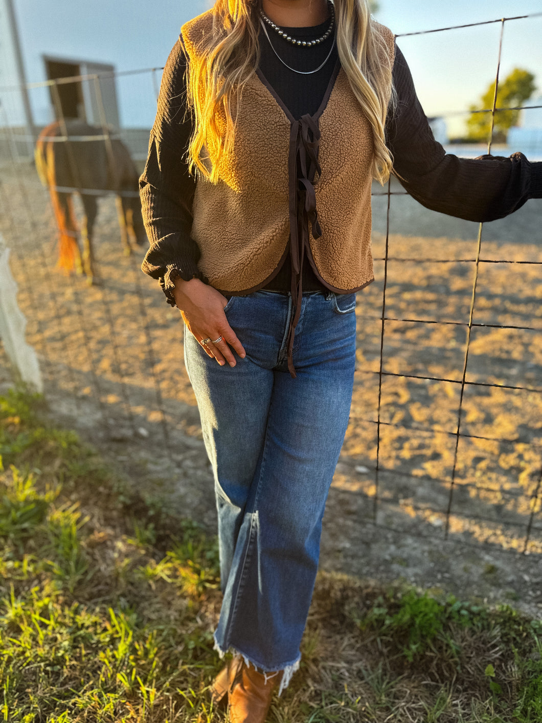 Tie Front Sherpa Vest