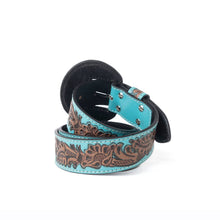 Load image into Gallery viewer, Turquoise Bloom Leather Belt
