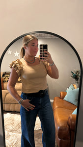 Tan Ruffled Top
