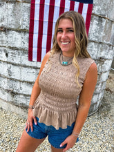 Load image into Gallery viewer, Brown Shirred Tank
