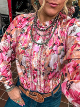 Load image into Gallery viewer, Floral Print Ruffled Stitch Buttoned Loose Fit Shirt
