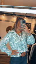 Load image into Gallery viewer, Teal Paisley Button Down
