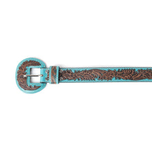 Load image into Gallery viewer, Turquoise Bloom Leather Belt
