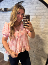 Load image into Gallery viewer, Pink Gingham Blouse
