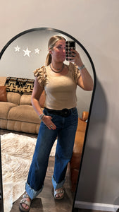 Tan Ruffled Top