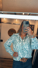 Load image into Gallery viewer, Teal Paisley Button Down

