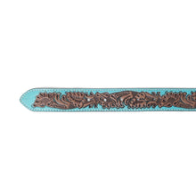 Load image into Gallery viewer, Turquoise Bloom Leather Belt
