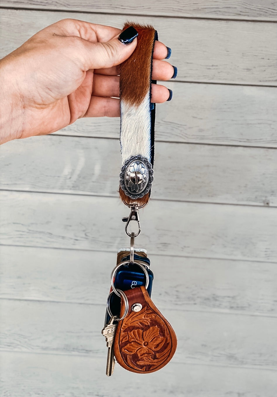 Tooled Leather Key Fob