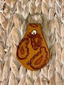 Tooled Leather Key Fob