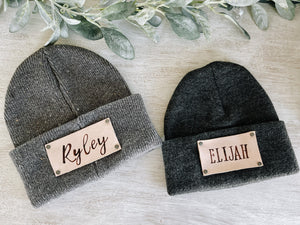 Leather Patch Beanie