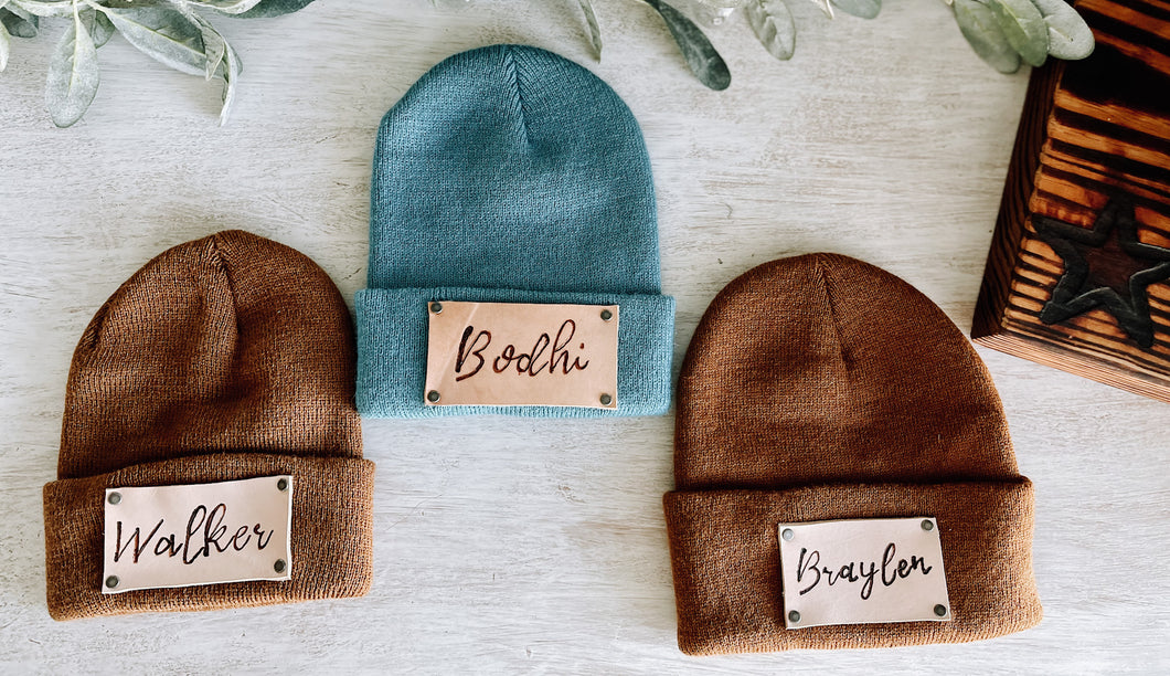 Leather Patch Beanie