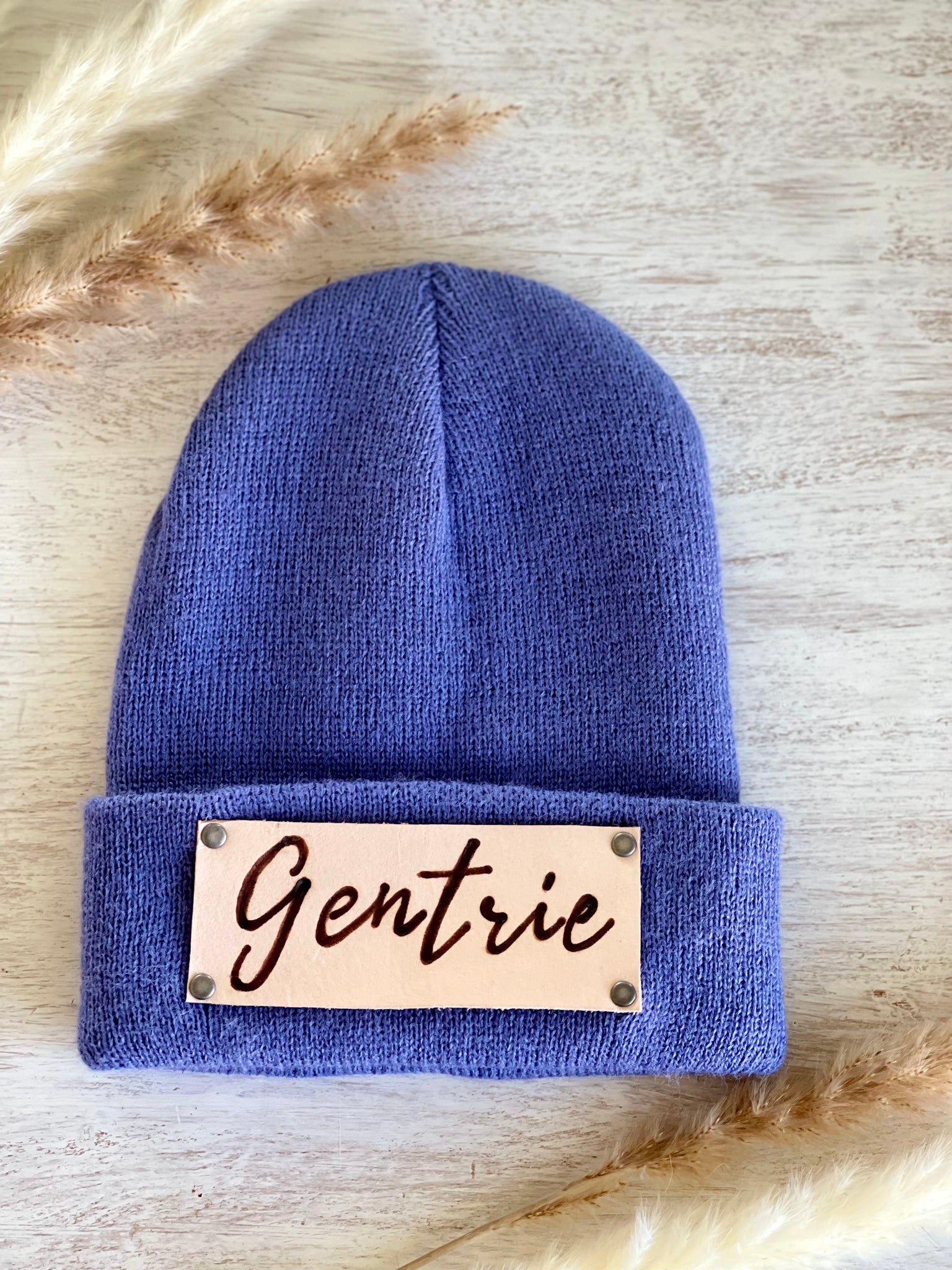 Custom Carhartt Leather Patch Beanie