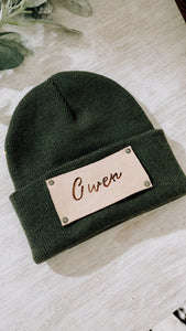 Leather Patch Beanie